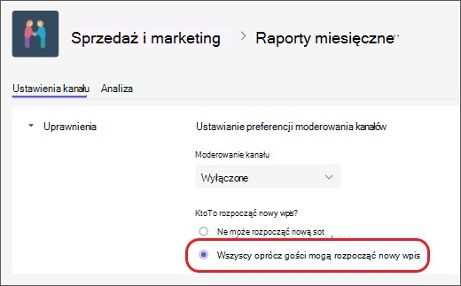 moderowanie kanału wyklucza gości