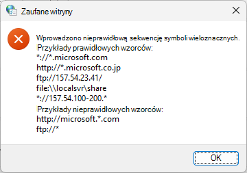 Symbole wieloznaczne zaufanej witryny