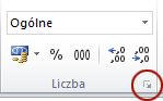 Przycisk Uruchom okno dialogowe w grupie Liczba