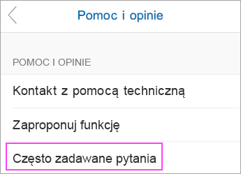 Wybierz pozycję Często zadawane pytania