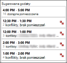 Sugerowane godziny