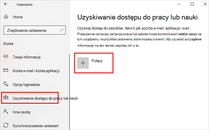 Uzyskiwanie dostępu do linków służbowych Połączenie służbowych