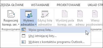 Polecenie Wpisz nową listę