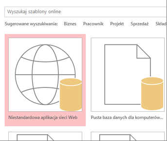 Przycisk Niestandardowa aplikacja internetowa na ekranie startowym.