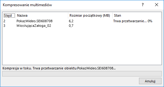 Kompresowanie multimediów w toku
