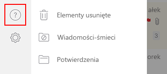 Obraz przedstawiający okienko nawigacji po lewej stronie w programie Outlook dla systemu iOS.