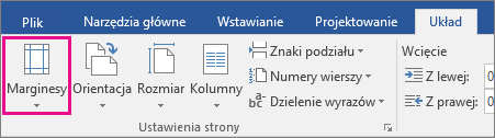 Wyróżniona opcja Marginesy na karcie Układ.