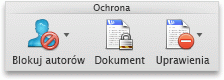 Karta Recenzja w programie Word, grupa Ochrona