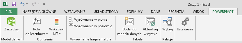 Karta Power Pivot na wstążce