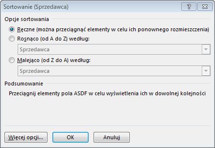 Okno dialogowe Sortowanie