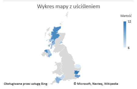 Wykres mapy w programie Excel — wykres danych uściślonych