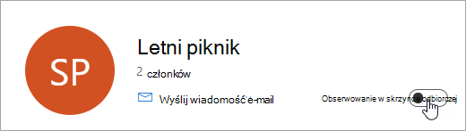 Zrzut ekranu przedstawiający przełącznik Obserwuj w skrzynce odbiorczej w pozycji Wyłączone