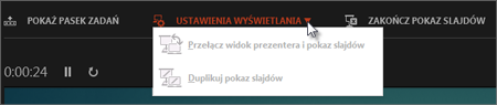 Ustawienia wyświetlania w widoku prezentera