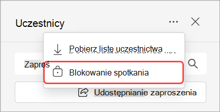 Obraz przedstawiający listę rozwijaną Uczestnicy z opcją blokowania spotkania.