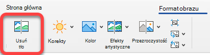 Opcja Usuń obraz znajduje się na karcie Formatowanie obrazu w aplikacjach pakietu Office.