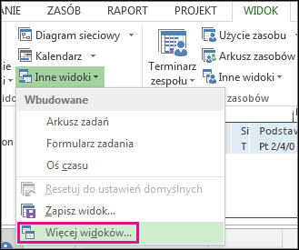 Pozycja Więcej widoków w menu Inne widoki