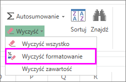 używanie przycisku Wyczyść formatowanie w celu usunięcia formatowania