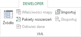 Polecenia XML na karcie Deweloper