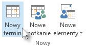 Polecenie Nowy termin na wstążce