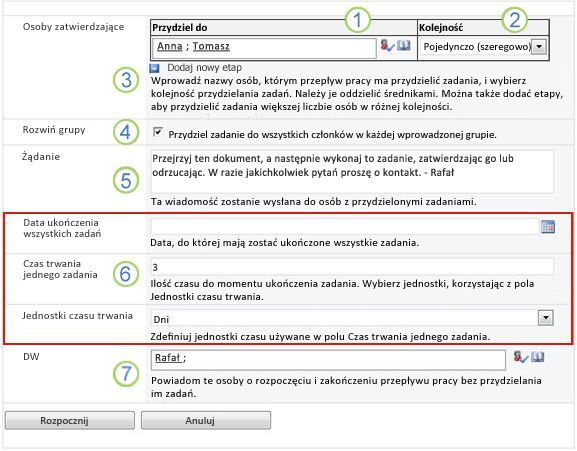 Formularz inicjowania