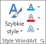 Grupa Style tekstu WordArt z widocznymi tylko ikonami