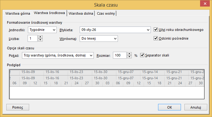 Timescale dialog box