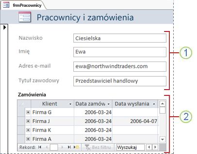 Formularz zawierający podformularz