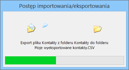 Obraz okna postępu eksportowania.