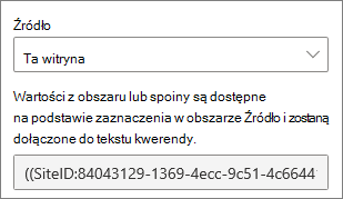 Wartości SiteID i WebID dla zapytań niestandardowych