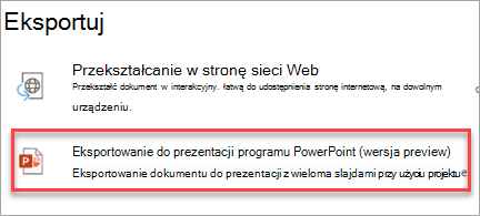 Eksportowanie do prezentacji programu PowerPoint