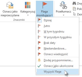 Polecenie Wyczyść flagę na wstążce