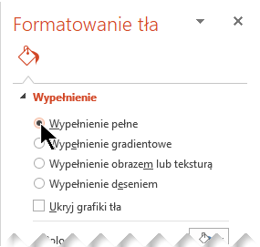 W okienku Formatowanie tła kliknij pozycję Wypełnienie pełne