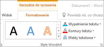 Grupa Style tekstu WordArt