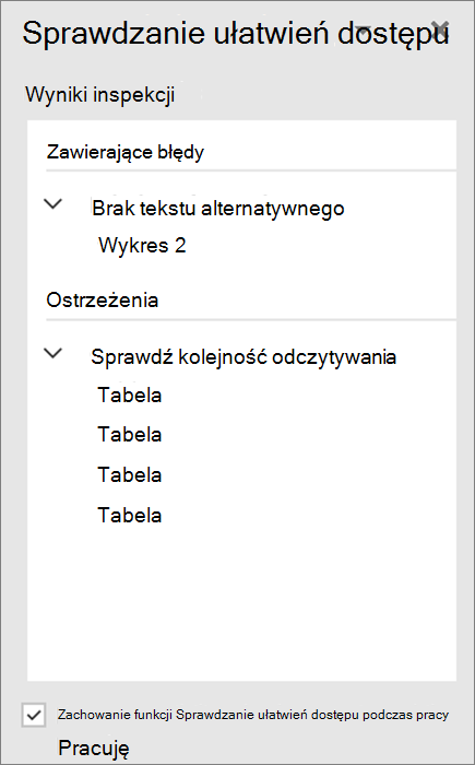 Sprawdzanie ułatwień dostępu w programie Word