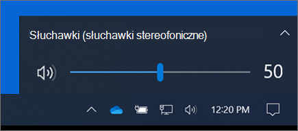 Sterowanie głośnością na pasku zadań. 