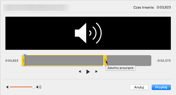 Przytnij zawartości dźwiękowej