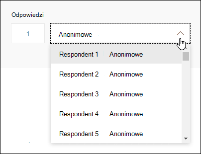 Wyświetlanie listy rozwijanej respondentów w programie Microsoft Forms