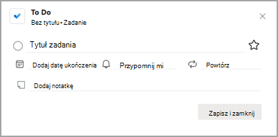 Zrzut ekranu przedstawiający wyskakujące okno dialogowe Do wykonania.