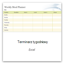 Wybierz to, aby pobrać szablon Terminarz tygodniowy posiłków.