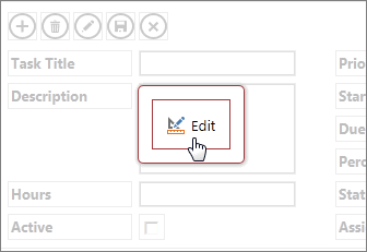 Przycisk Edytuj w widoku aplikacji Access.