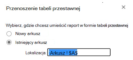 Przenoszenie tabeli przestawnej