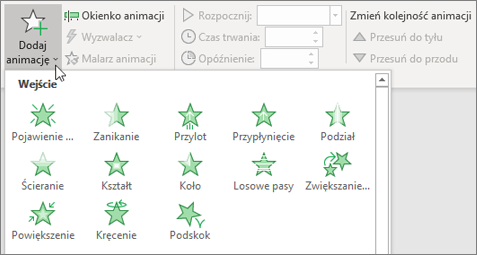 Dodawanie animacji w programie PowerPoint w usłudze Office 365