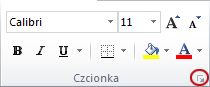 Przycisk Uruchom okno dialogowe w grupie Czcionka