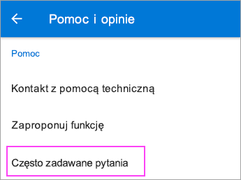 Wybierz pozycję Najczęściej zadawane pytania