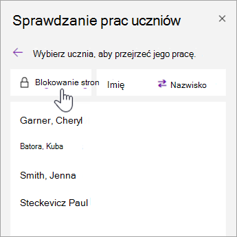 Wybierz pozycję Blokowanie strony.