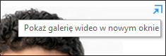Zrzut ekranu: polecenie Pokaż galerię wideo w nowym oknie