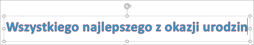 Obiekt WordArt z zastosowanym kolorem konturu i wypełnienia tekstu