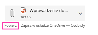 Zrzut ekranu przedstawiający przycisk Pobierz