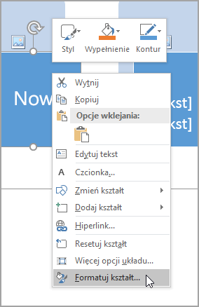 Wybierz pozycję Formatuj kształt
