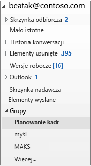 Wybierz grupę na lewym pasku nawigacji.